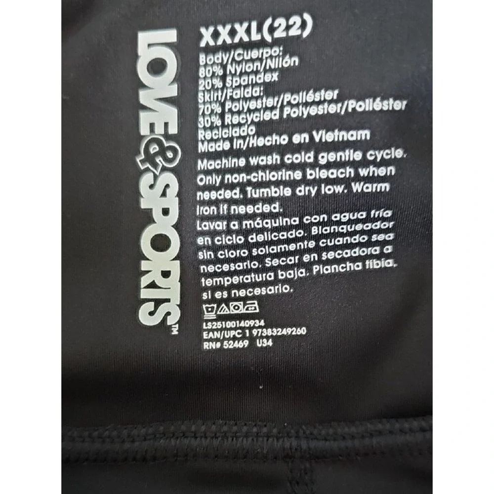 Love & Sports Pleated Tennis Skort Athleisure Activewear XXXL 22 Black